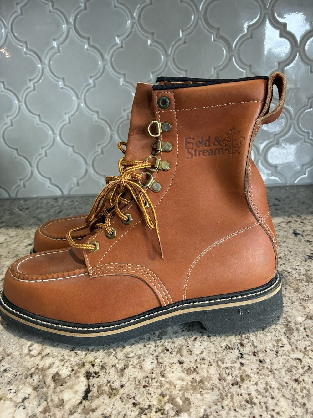 VTG FIELD & STREAM Vintage WORK CHORE PACKER Boots Feather 8 EE MADE IN USA
